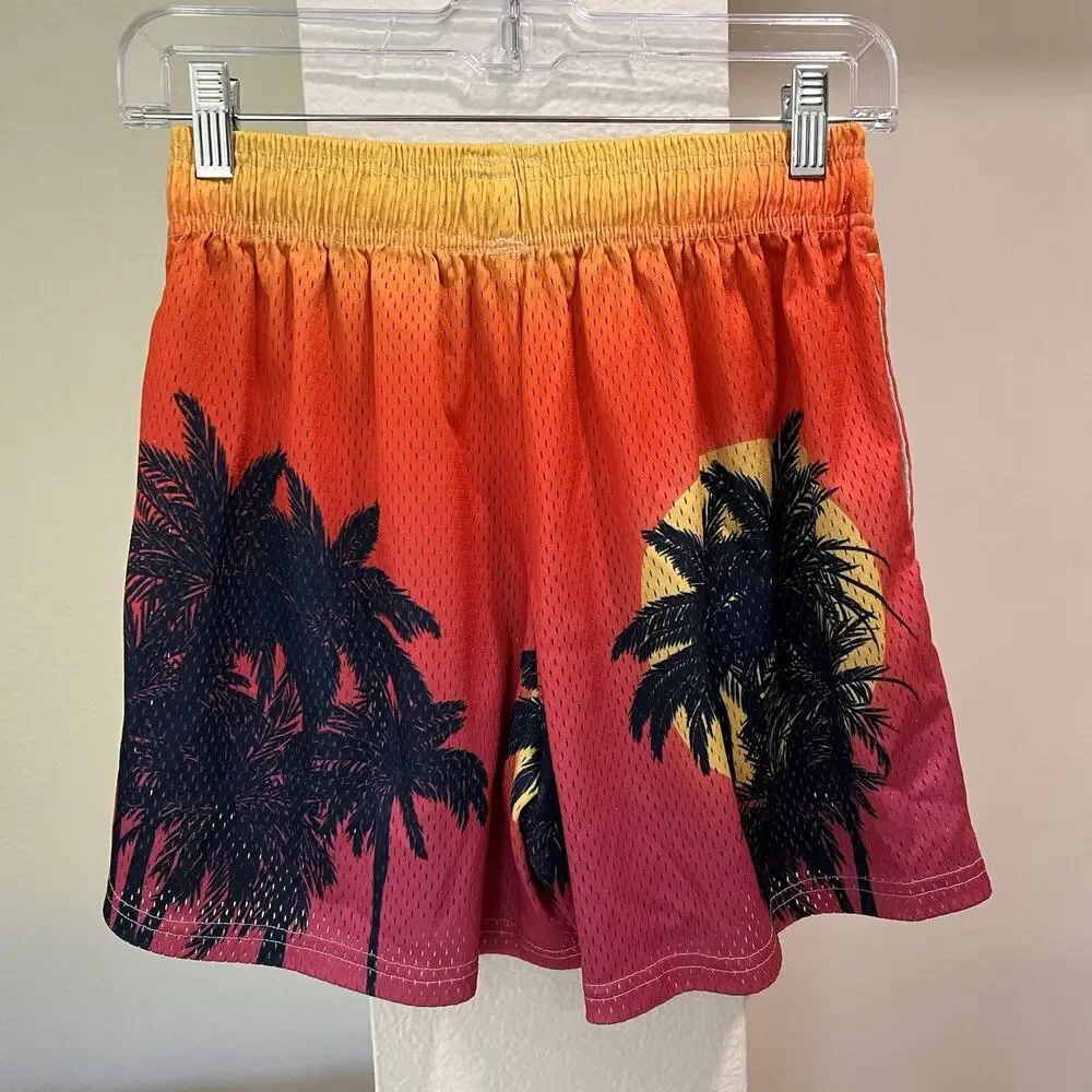 Inaka Power Shorts Mens (S) 25” Mesh Miami Vice Sunset Ombré Streetwear Pockets